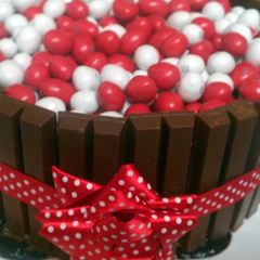 A picture of Yogurt cake with chocolate icing & decorations (optional).
