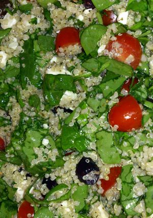 A picture of Mediteranean quinoa salad.