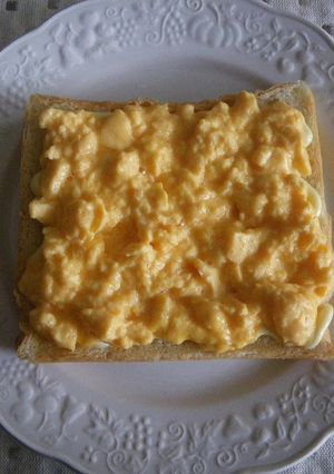 A picture of Creamy 1-minute Egg Toast in the Microwave.