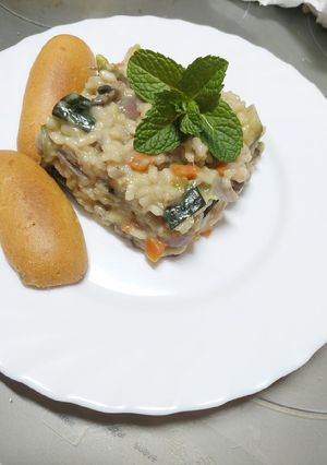 Una foto de Risotto con verduras