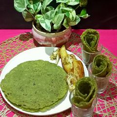 A picture of Rice flour and Palak Masala Paratha.