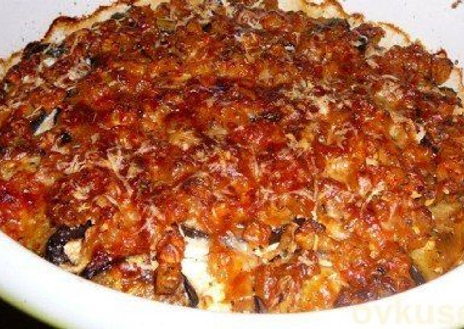 Пирог из баклажанов и фарша мясного