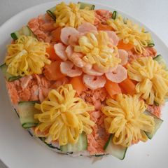 Flower Field Chirashi Sushi Cake A picture of Flower Field Chirashi Sushi Cake.