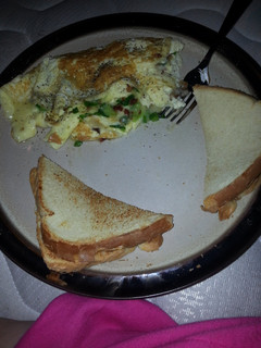 A picture of Veggie bacon omelet.
