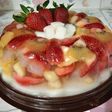 Puding buah lapis susu