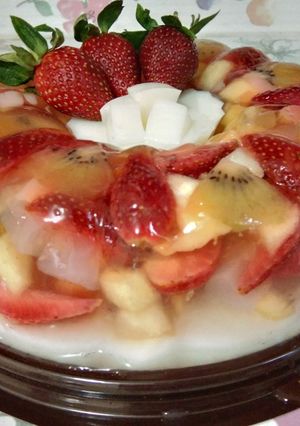 Foto resep Puding buah lapis susu