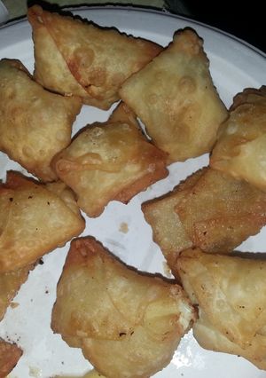 A picture of Crab or beef wontons.