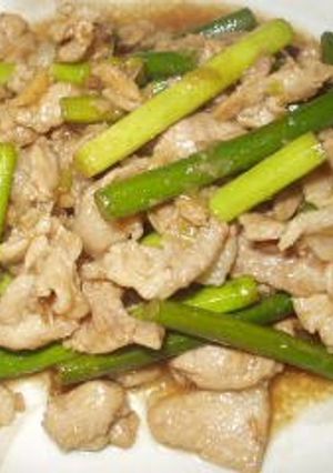 A picture of Pork and Garlic Shoot Stir-fry.