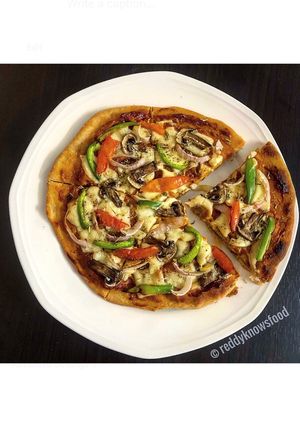 A picture of Healthy Wheat thin crust Pizza (without yeast).