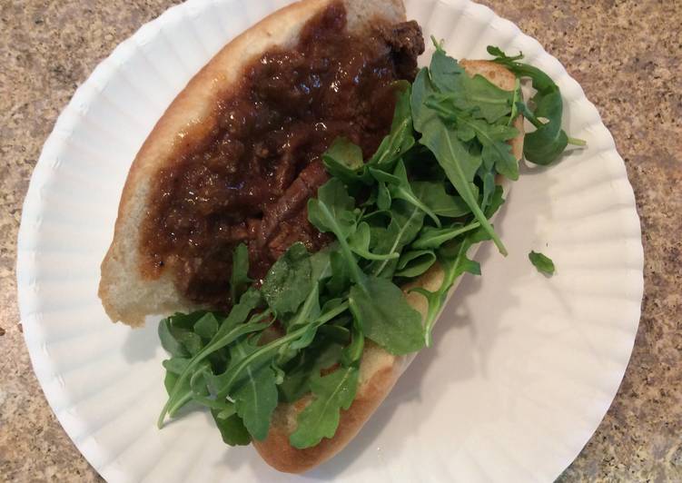 Recipe of Quick Flank Steak In Sauce On Hoagie