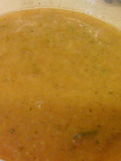 A picture of Red Zucchini/courgette Soup 275 cals whole batch of 1700 mils.