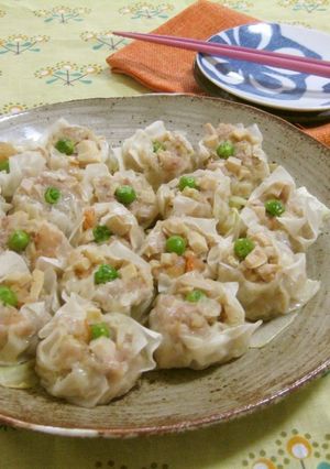 A picture of Bamboo Shoots and Plump Shrimp Shumai.
