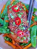 Saumon laqué et ses légumes au wok sauce Teriyaki maison