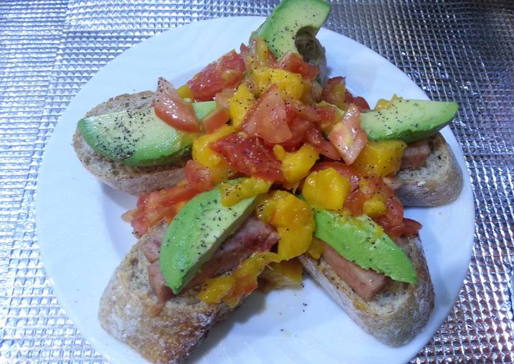 Simple Way to Prepare Speedy Mango salsa avocado and spam tapa