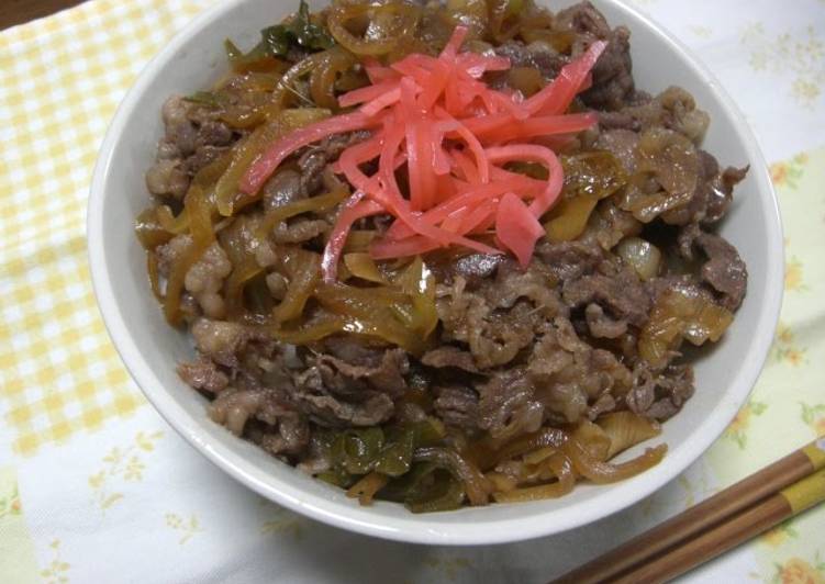 Recipe of Any-night-of-the-week Beef Rice Bowl (Gyudon) in 10 Minutes