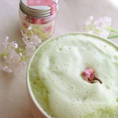 A picture of Spring-Coloured Sakura Matcha Latte.