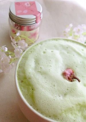 A picture of Spring-Coloured Sakura Matcha Latte.