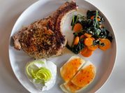 A picture of pork chops with apple