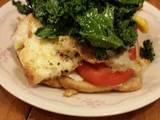 kale,tomato and cream cheese breakfast sandwich