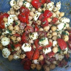 A picture of Chickpea, Pesto, Tomato & Mozzarella Salad.
