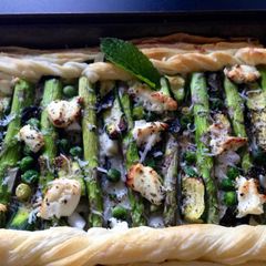 A picture of Spring Fresh Asparagus and Goats Cheese Tart.