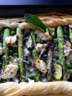 A picture of Spring Fresh Asparagus and Goats Cheese Tart.