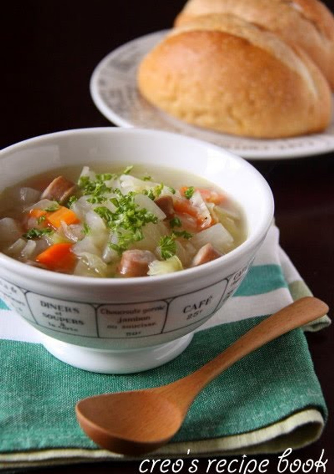 A picture of A Simple Soup with Daikon Radish and Cabbage.