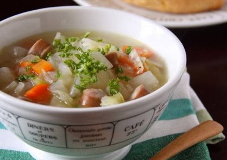 A Simple Soup with Daikon Radish and Cabbage