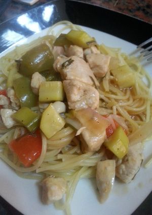 A picture of Sweet and sour chicken easy.