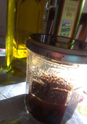 A picture of Grandma's Vinaigrette (the besttttt!).