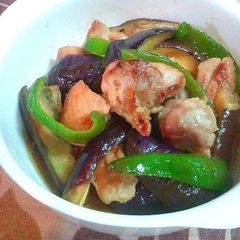 A picture of Stir-Fried Chicken and Eggplant with Mayonnaise and Ponzu.