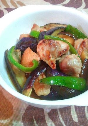 A picture of Stir-Fried Chicken and Eggplant with Mayonnaise and Ponzu.