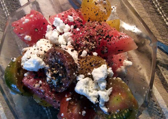 Steps to Prepare Ultimate Watermelon &amp; Tomato Salad