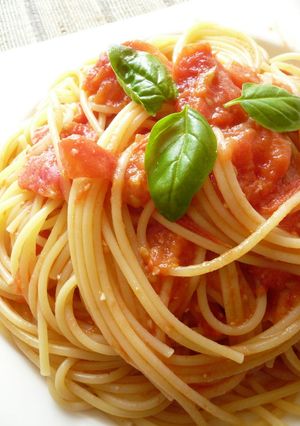 A picture of Pasta with Basic Tomato Sauce.