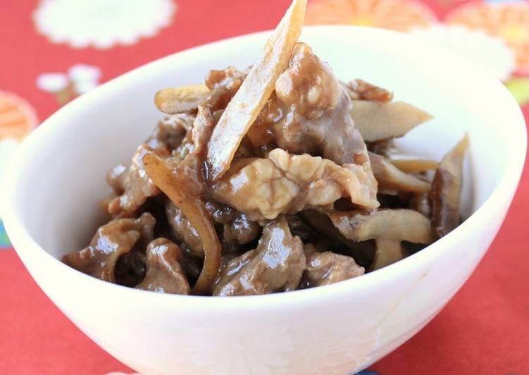 Sweet and Salty Simmered Beef and Burdock Root