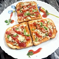 A picture of Open veg.Cheese sandwich.