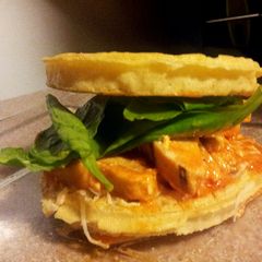 A picture of Waffle buffalo chicken sandwich.