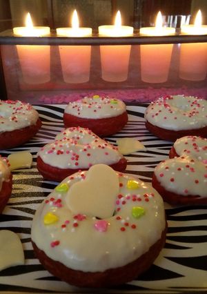A picture of Red Velvet Donuts#valentinedishcontest.