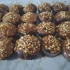 A picture of Chocolate ganache cupcakes.