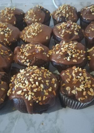 A picture of Chocolate ganache cupcakes.