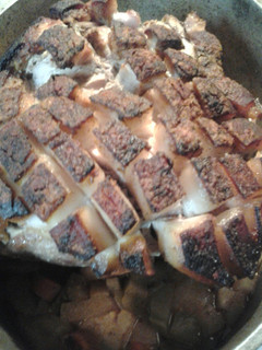 A picture of Slow Roasted Apples Carrots and Pork.