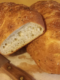 A picture of Rosemary Ciabatta Bread.