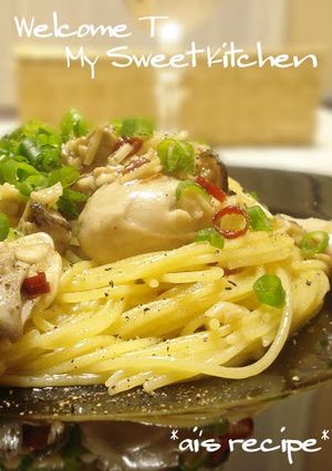 A picture of Vongole Bianco with Oysters and Olive Oil.