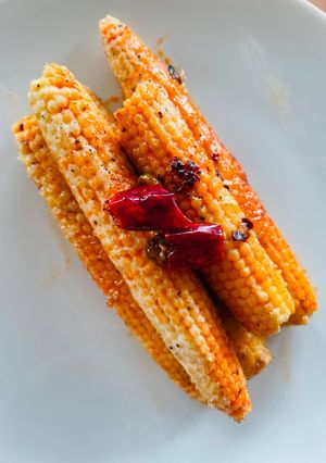 麻藥玉米筍炙燒-杜甲香麻醬 的食譜成品照片