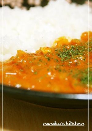 A picture of Delicious Prawns in Tomato Cream with Rice.