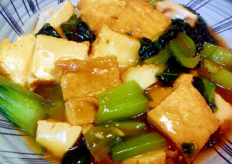 Steps to Prepare Perfect Quick Stir-Fried Atsuage and Bok Choy