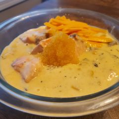A picture of Brad's salmon chowder.