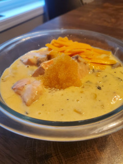 A picture of Brad's salmon chowder.
