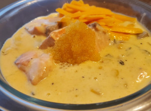A picture of Brad's salmon chowder.