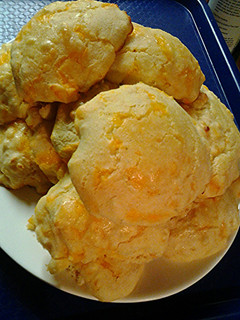 A picture of Corn cheddar cheese biscuits.